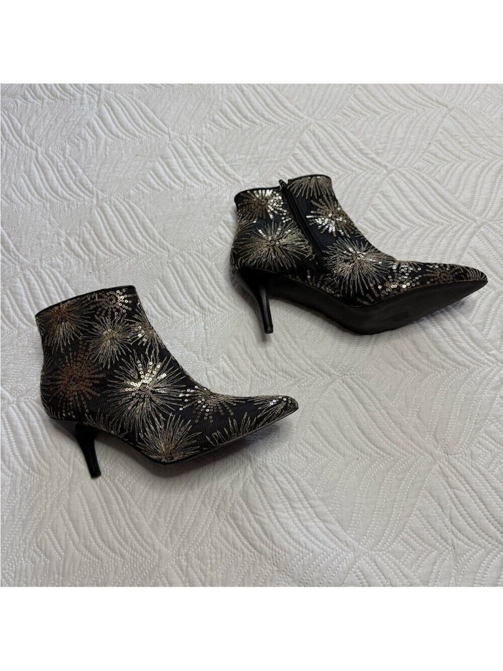 Allegra K Women’s Black & Gold Sequin Ankle Boots. Size 11 - Picture 4 of 9